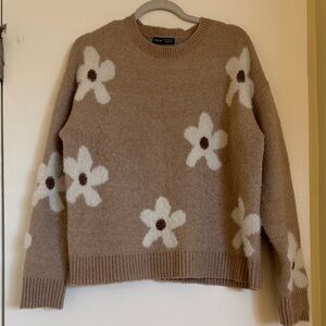 Brown Floral Sweater